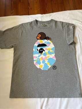 A Bathing Ape (BAPE) Pastel Camo Big Ape Head Tee